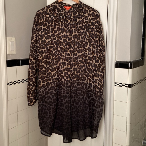 2X Joe Fresh Floaty Chiffon Animal Print Button Down Tunic - Picture 6 of 15